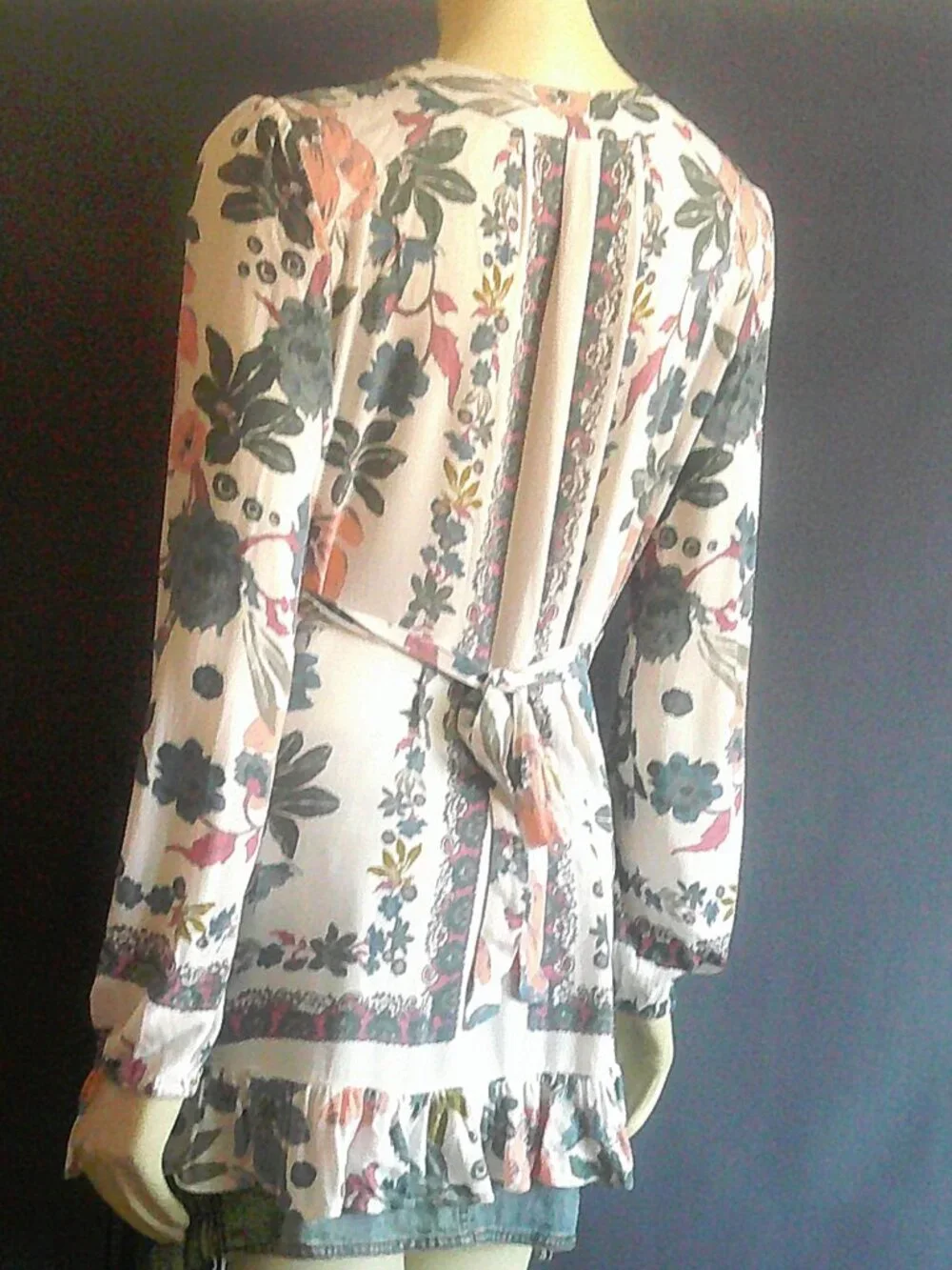 Free People Violet Hill Floral Tie Back Ruffled Tunic Top 8